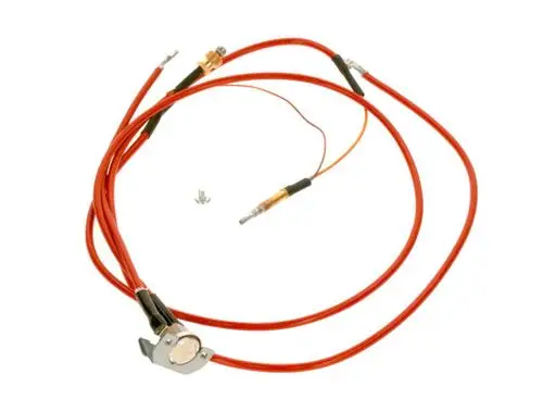 BOSCH-Abgasüberwachungsgerät mit mehreren Kabeln und Anschlüssen, verbunden mit einer Metallhalterung und einem kleinen Schraubenzubehör.